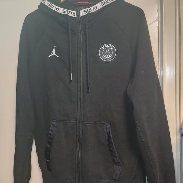 조던x파리생제르맹 블랙 후드 집업 L