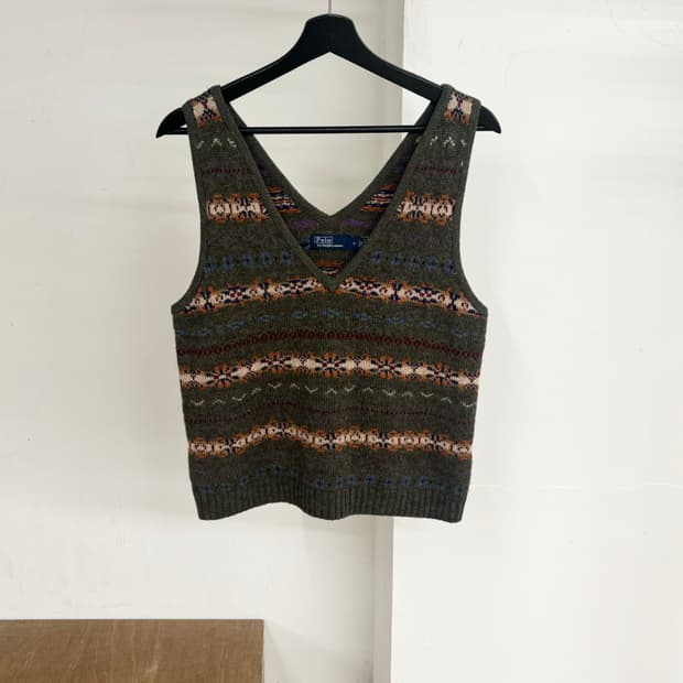 폴로 랄프로렌 카키 페어 아일 스웨터 베스트