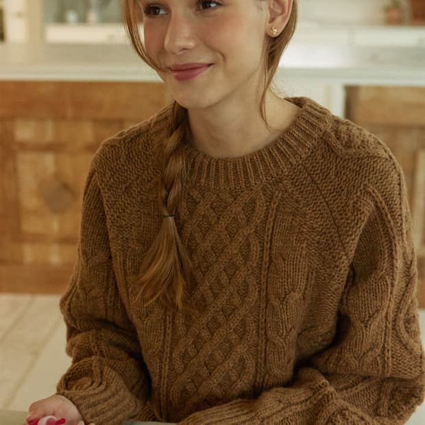 논로컬 울 니트 Mixed Cable Shetland Wool Knit