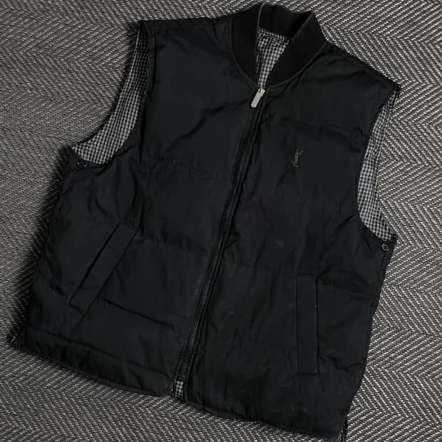 00s YSL 아카이브 입생로랑 리버시블 구스다운 베스트 y 4907