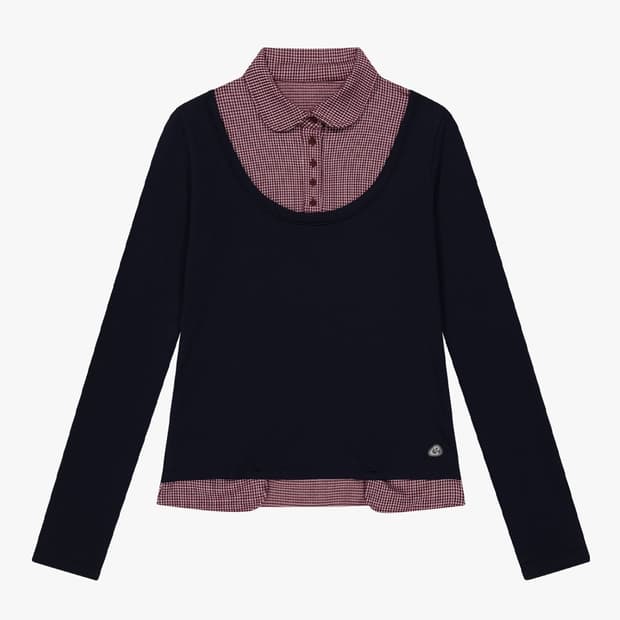 코이세이오 리버서블 칼라 롱슬리브 네이비