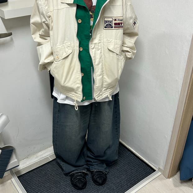 유니온 베이 베이지 그린 공항점퍼 자켓