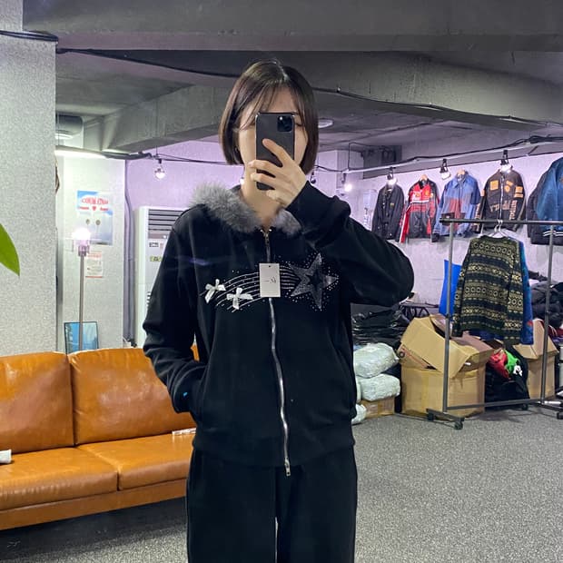 빈티지 y2k 비즈 투웨이 후드집업 b3394