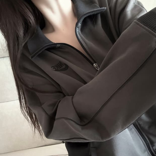 나이키 다크브라운 블랙 면집업 져지