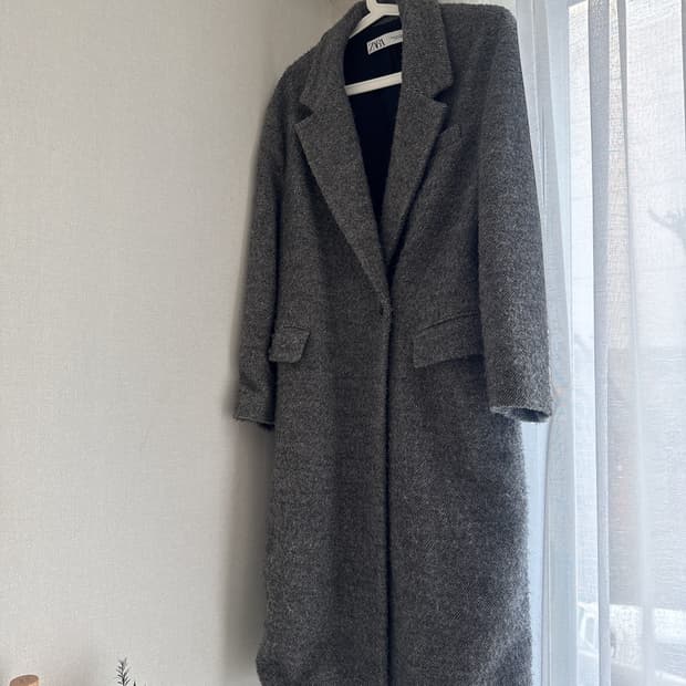 자라 오버핏 그레이 울블랜드 코트