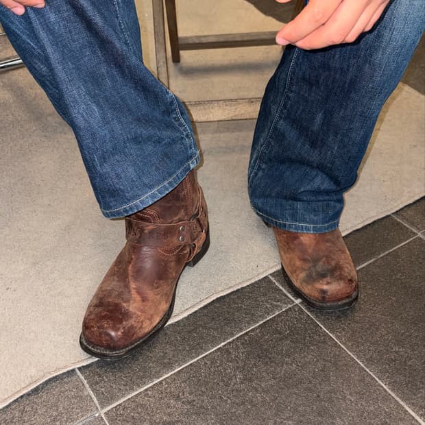 Johnny Reb harness aged motorcycle boots