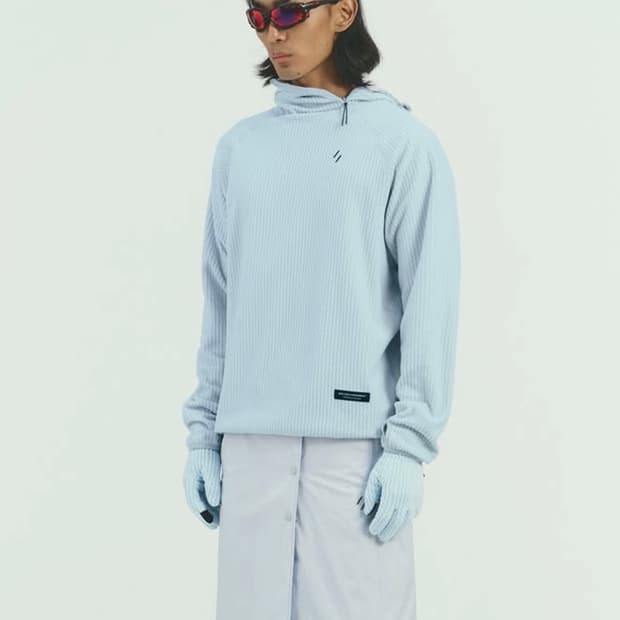 웰터익스페리먼트 와플후드 플리스 스카이블루 1