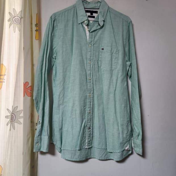 타미힐피거 스트라이프 셔츠 민트 M