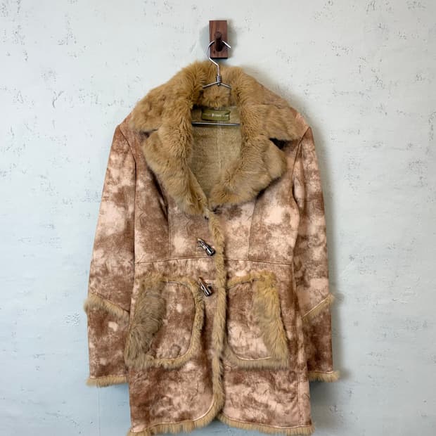 JPN 빈티지 래빗 퍼 무스탕 더플 자켓