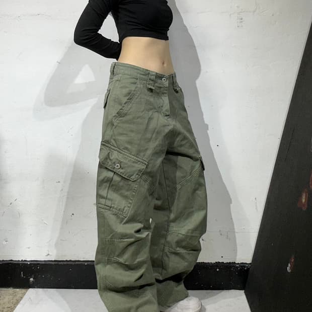 빈티지 Legacy 와이드 카키 카고 팬츠 바지 M