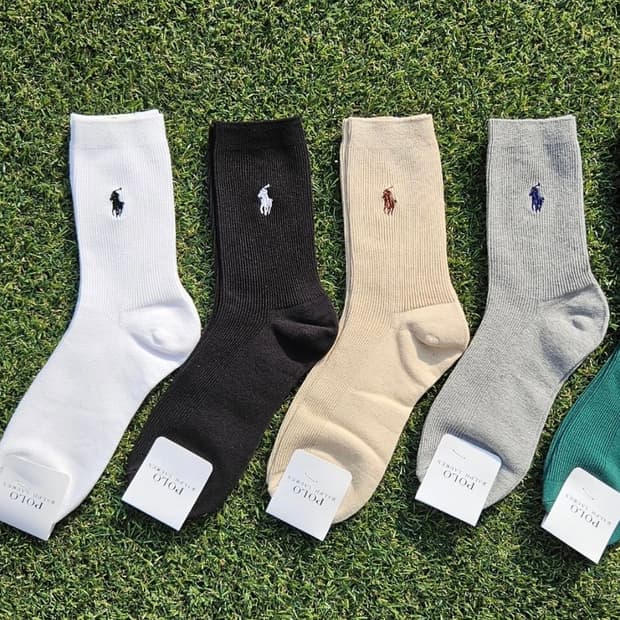 폴로 랄프로렌 갑종골지 자수 양말 3켤레 화이트 남녀공용 새상품