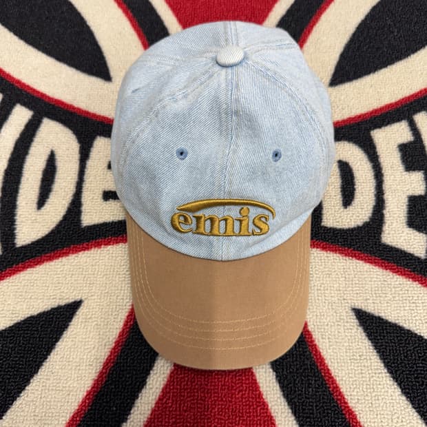 이미스 워시드 데님 볼캡 라이트 워시 데님 옐로우