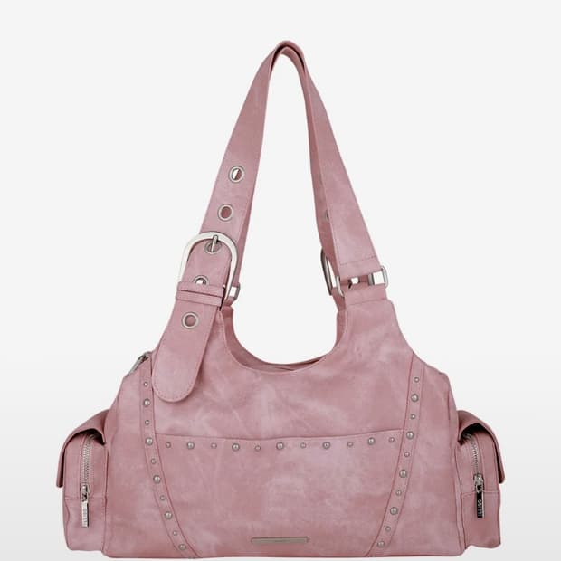 일리고 루프 더블 포켓 숄더 백 핑크