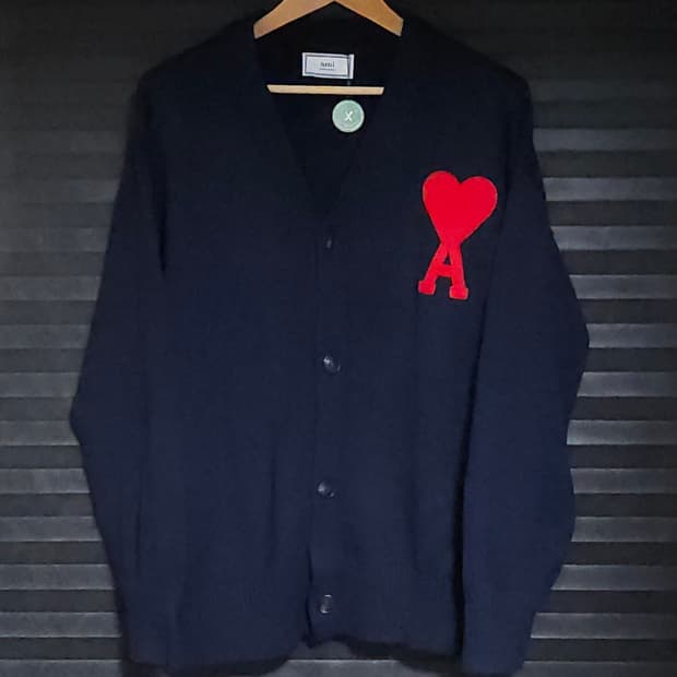 XL 아미 빅하트 가디건 자수로고 네이비 정품