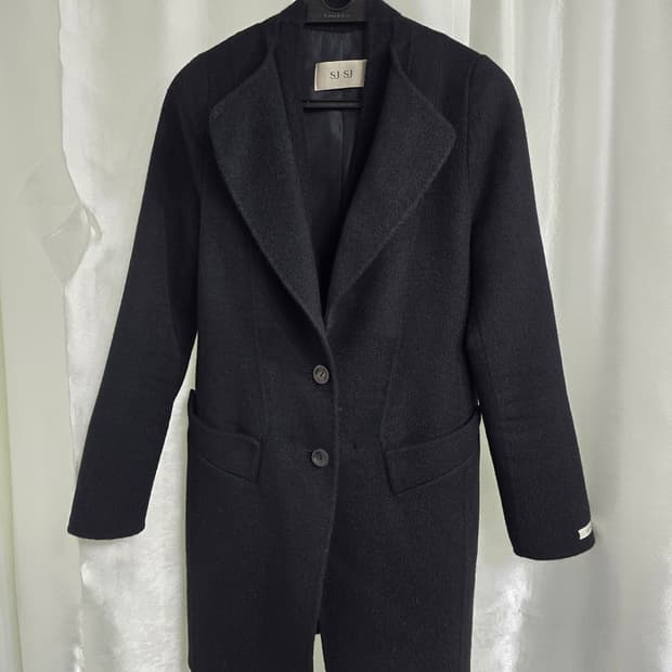 SJSJ 블랙 모직 핸드메이드 코트 (1716)