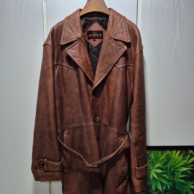 MEKKA 빈티지 브라운 가죽 코트