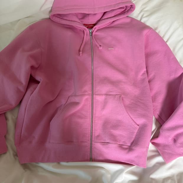 슈프림 핑크 기모 후드집업