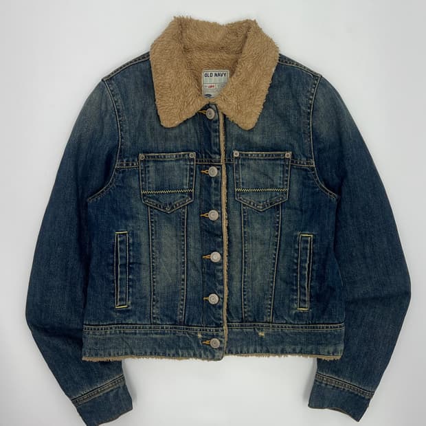 올드 네이비 데님 쉐르파 자켓
