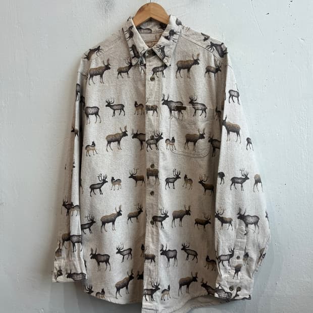 90~00s 울리치 순록 코튼 셔츠 Made in MEXICO