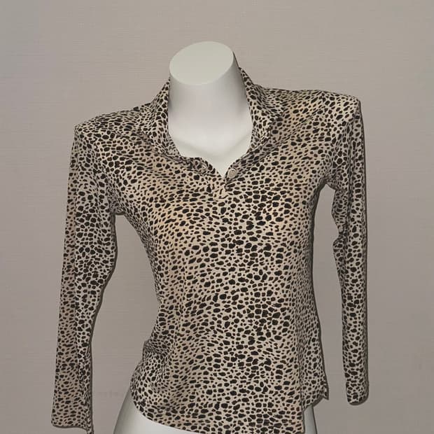 빈티지 갸루 호피 카라 티