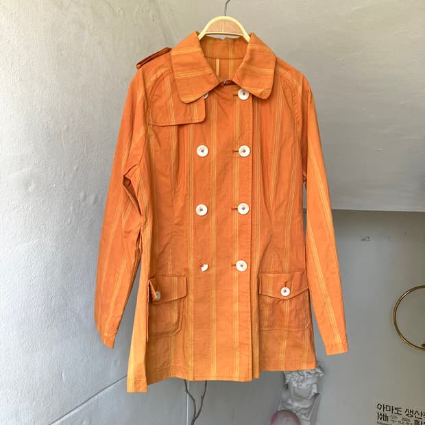 y2k 오렌지 썬라이즈 투버튼 간절기 자켓
