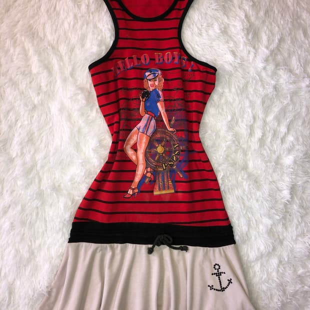 Red stripe sleeveless ops