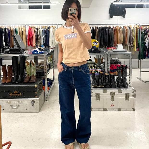 LEVI'S crop ringer t-shirt 리바이스 크롭 링거티셔츠