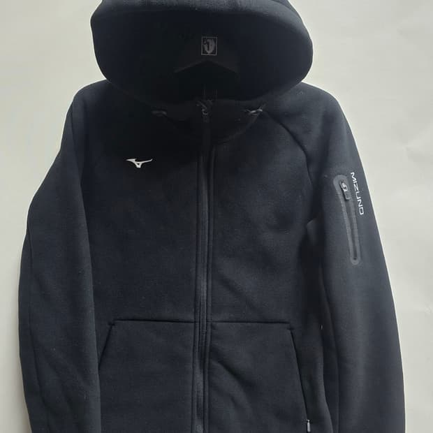 미즈노 플리스 기모후드 집업 블랙 S