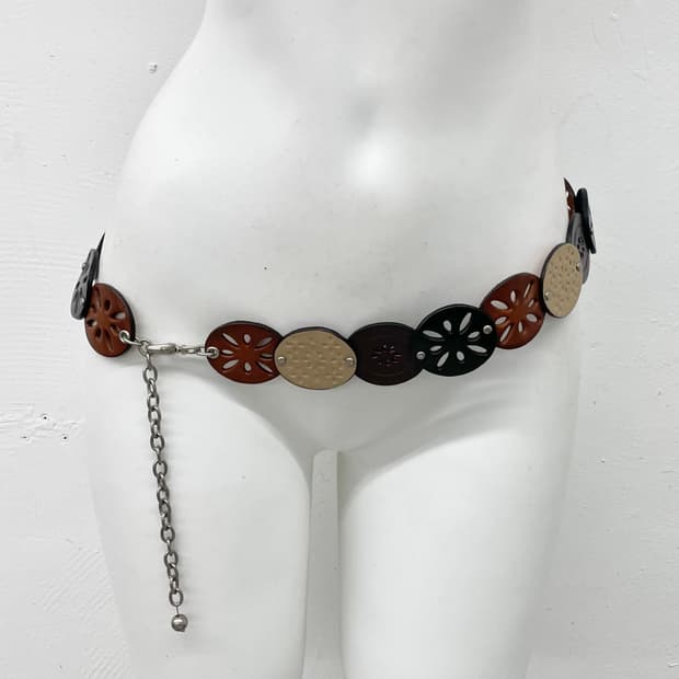 리얼레더 모리 절개 체인 벨트