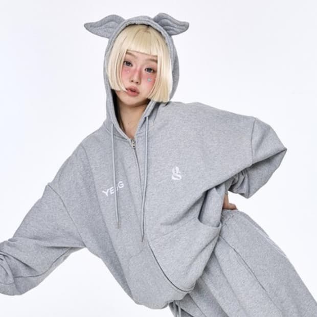 yegg 예그 윙 후디 그레이 후드집업