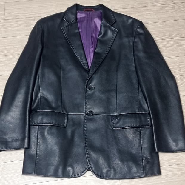 LG패션 마에스트로 블랙 가죽 남성 자켓(100)