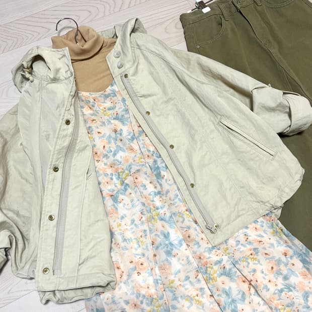 일본빈티지 가오리 파카 꽃무늬 원피스 롱치마 하구미 모리걸 아오이유우