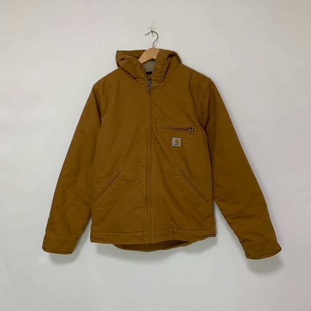 칼하트 빈티지 양털 후드 워크 자켓 카멜 브라운 루즈핏 남녀공용 S