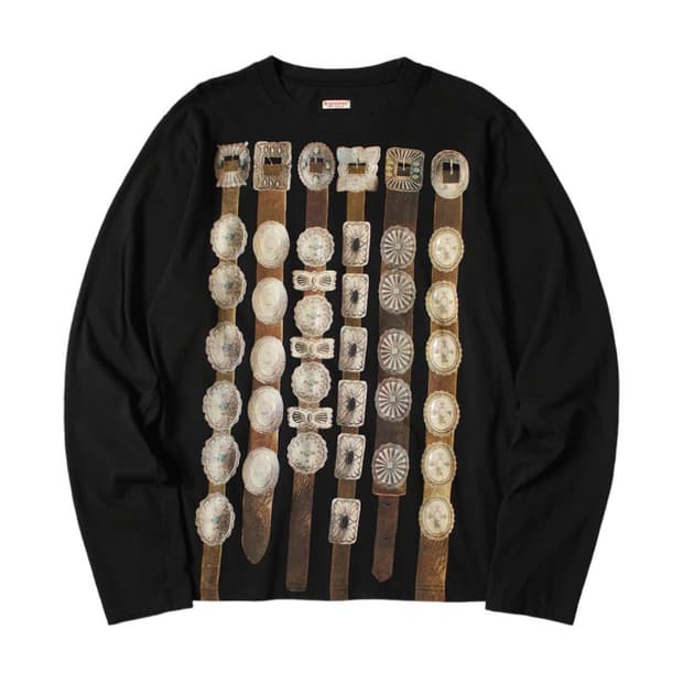 캐피탈 20 커튼 콘초 벨트 프린트 저지 크루 맨투맨 롱 슬리브 블랙 3