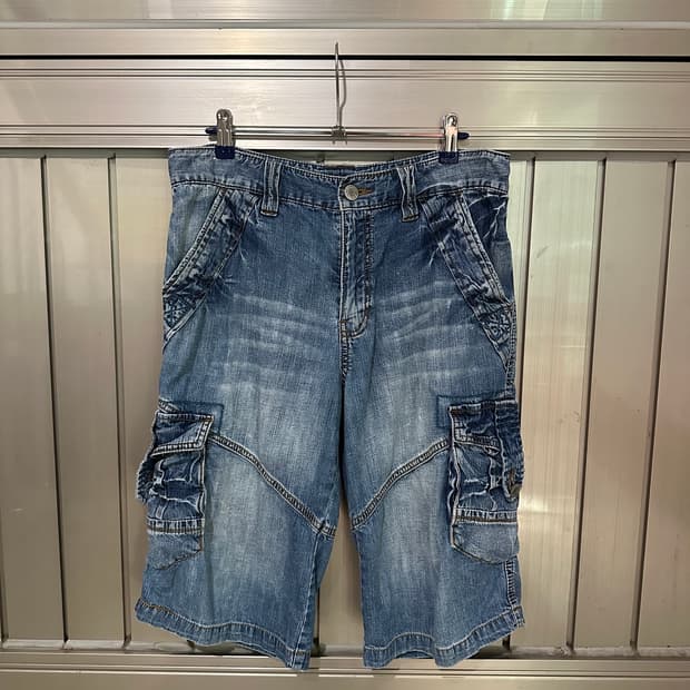 에드윈(EDWIN) 워싱 데님 카고 쇼츠 반바지