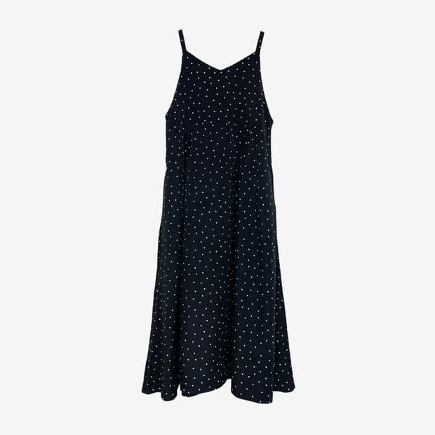 Dot Strap Long Dress - Black