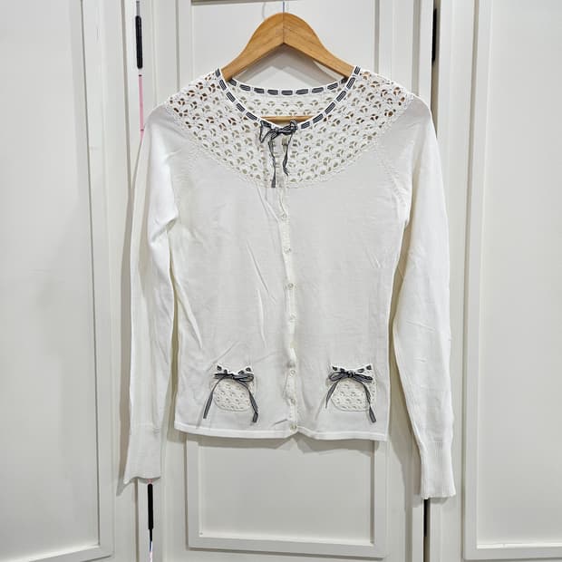 레이스 리본 가디건