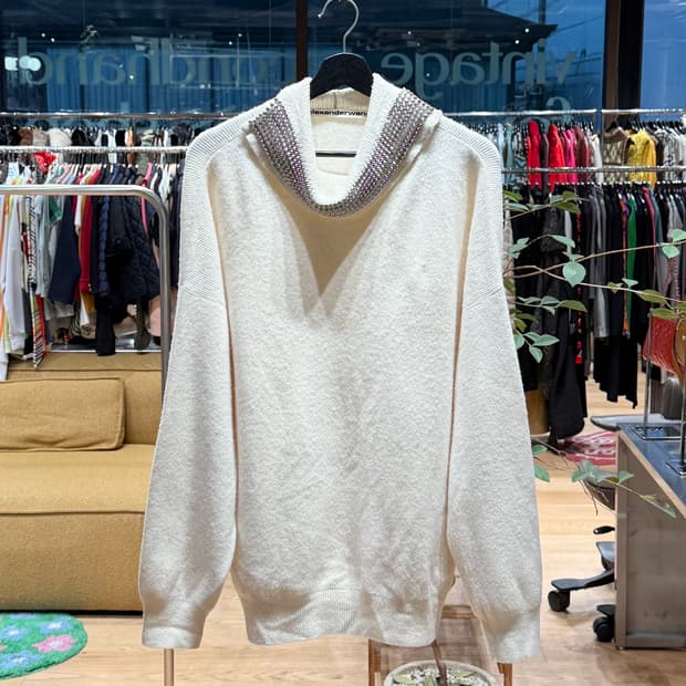 알렉산더왕 아이보리 큐빅 울 터틀넥 니트