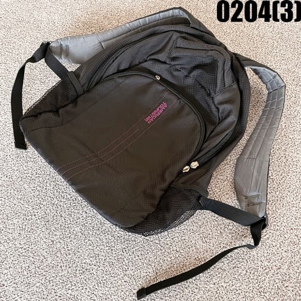 [실측확임] 아메리칸투어리스트 블랙 백팩 가방 (지퍼끈X) 0204(3)