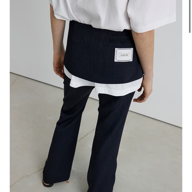 오버듀플레어 자카드 스커트 + 팬츠 세트 네이비