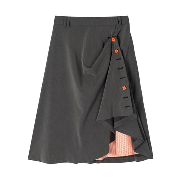 헤레틱 BUTTON LONG FLARED SKIRT charcoal