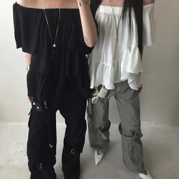 블랙 벨트 카고 팬츠 빈티지 블랙업 키미스 원더원더 틸데서울 라우코하우스