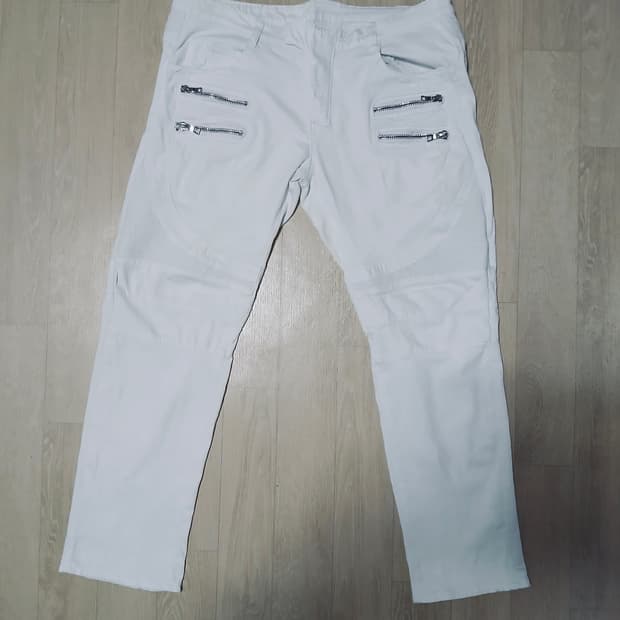 [이태리] 발망 BALMAIN 쿼드러플 지퍼 바이커 팬츠 화이트
