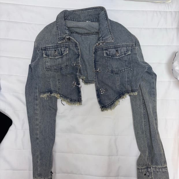 크롭 숏 데님자켓 