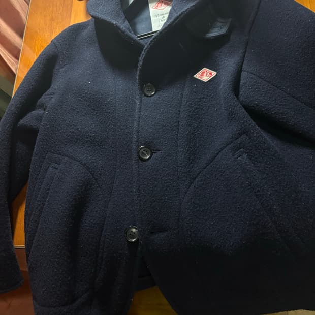 단톤 코트 울 라이트 파일 커버올 자켓 겨울 숏코트 네이비