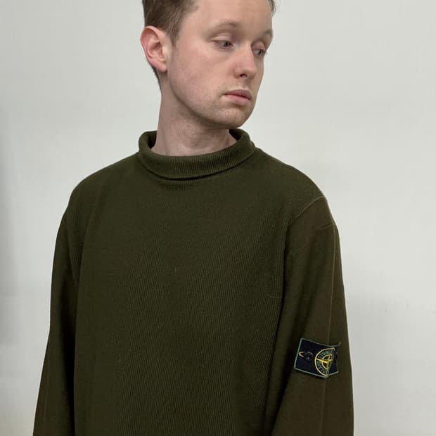 99AW 스톤 아일랜드 그린 엣지 울 블렌드 롤넥 니트 