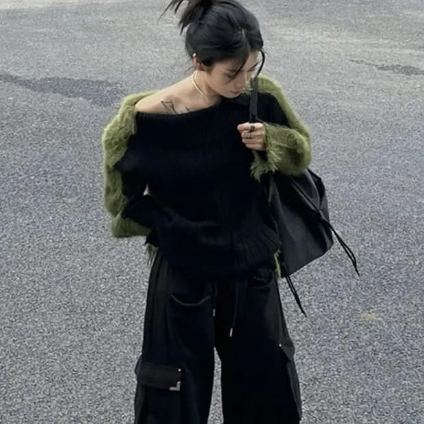 오프숄더 홀터넥 숄더넥앙고라 니트 골지 스퀘어넥 핀터레스트룩