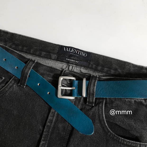 [Unisex] 실버링 가죽 벨트 블루