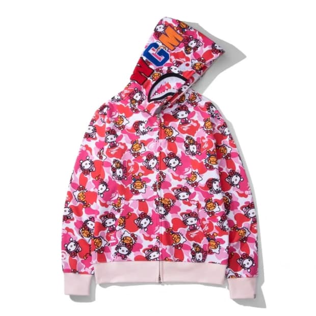 베이프 헬로키티 샤크후드 핑크 xl 새상품