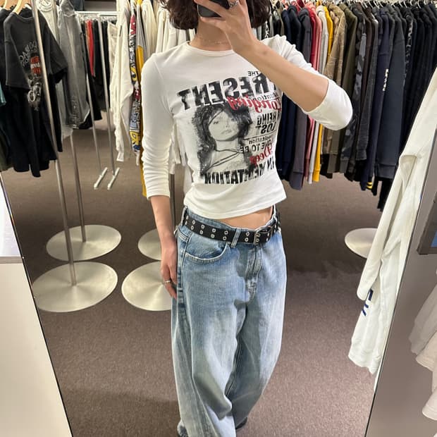 M)CRAZY GIRL vintage 여성 y2k 프린팅 롱슬리브